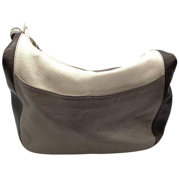 Rare Retired Brighton Barbados Zip Top Hobo Shoulder Bag Colorblock Pewter Cream - Picture 5 of 10